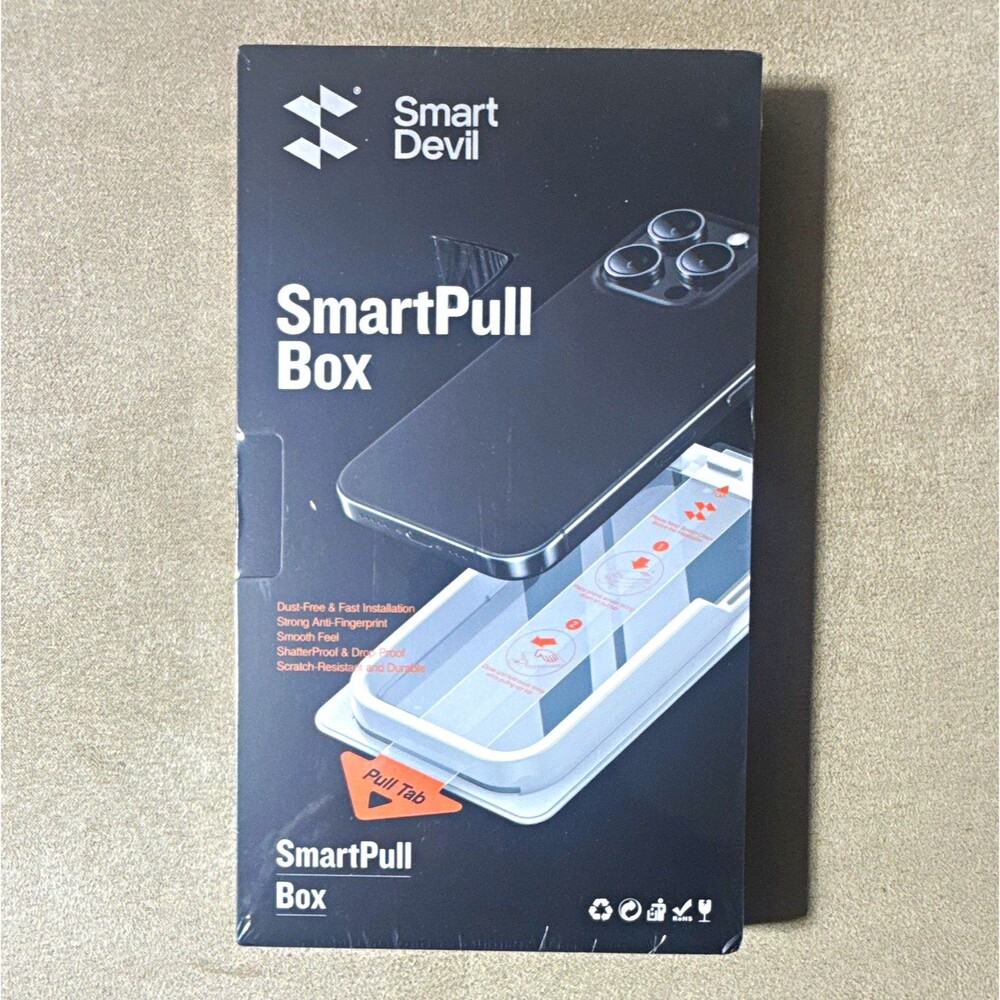 SmartDevil SmartPull Box Tempered Glass Protector iPhone 16 Pro Max Clear